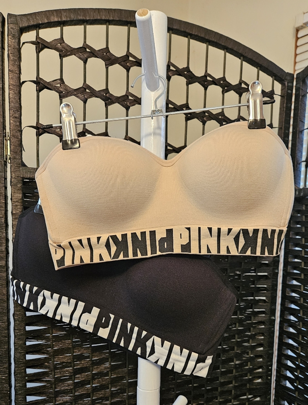 PINK Strapless Bandeau Duo - Black & Nude - Picture 2 of 3